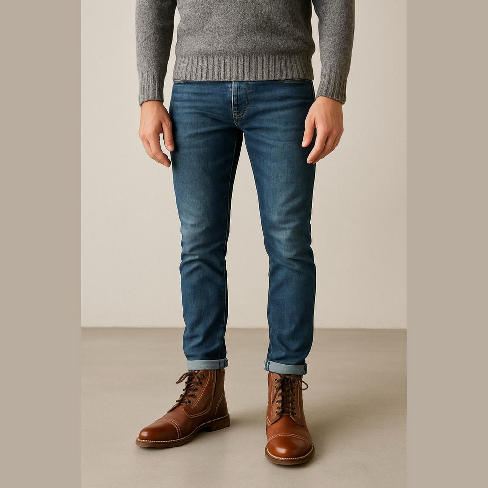 Arkbird Men's Brown Leather Cap Toe Ankle Boots Size 9